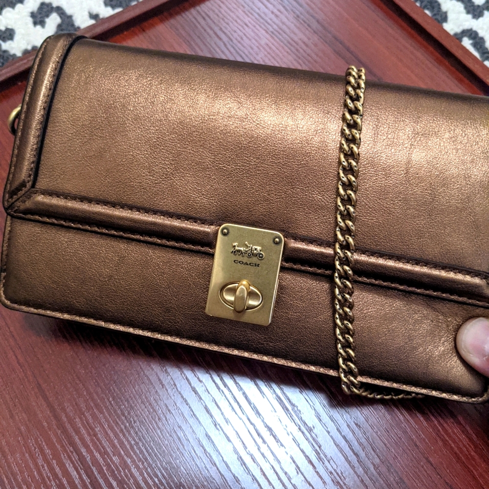 COACH Metallic Gold Hutton Convertible Clutch